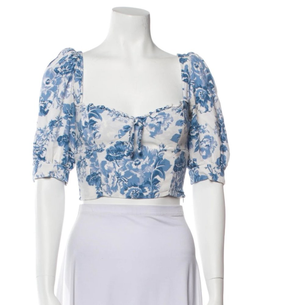 REFORMATION Floral Print Square Neckline Crop Top Size: M | US 6